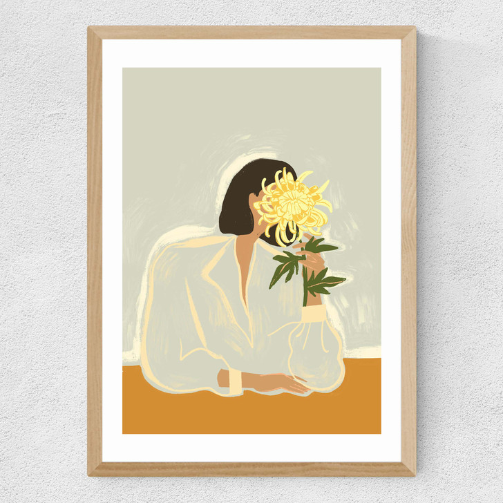 The Chrysanthemum by Arty Guava Medium Oak Frame