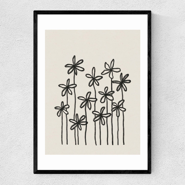 A Field Of Flowers Narrow Black Frame