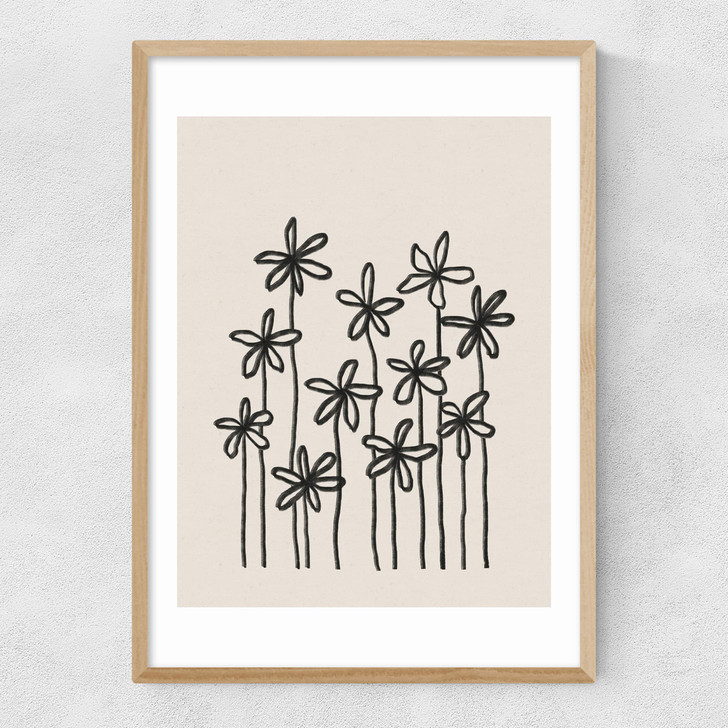 A Field Of Flowers Narrow Oak Frame