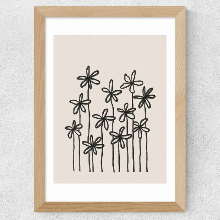A Field Of Flowers Wide Oak Frame