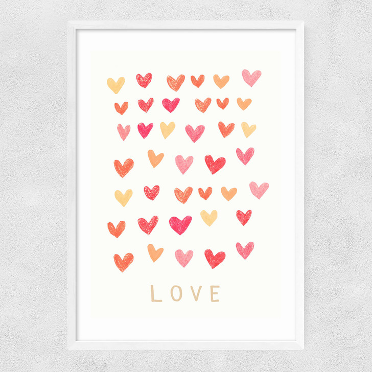 Love Heart Narrow White Frame