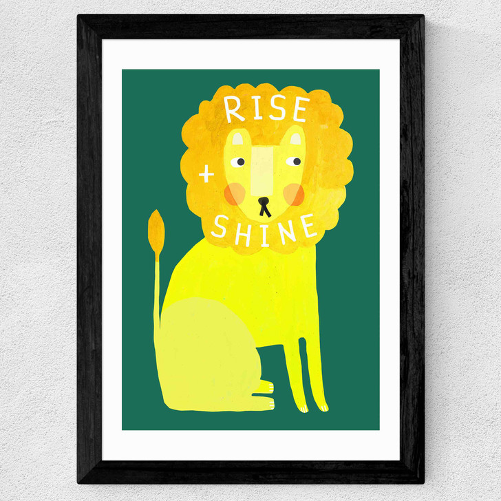 Rise and Shine Lion Wide Black Frame Rise and Shine Lion Wide Black Frame
