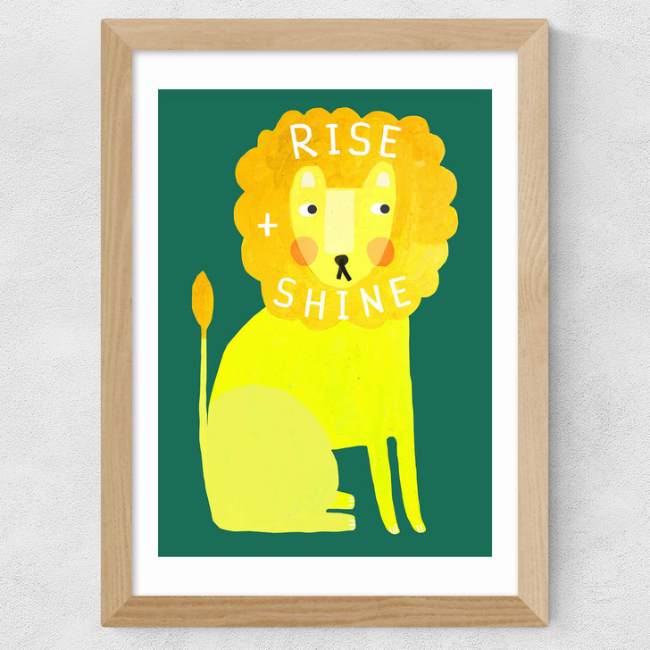 Rise and Shine Lion Wide Oak Frame