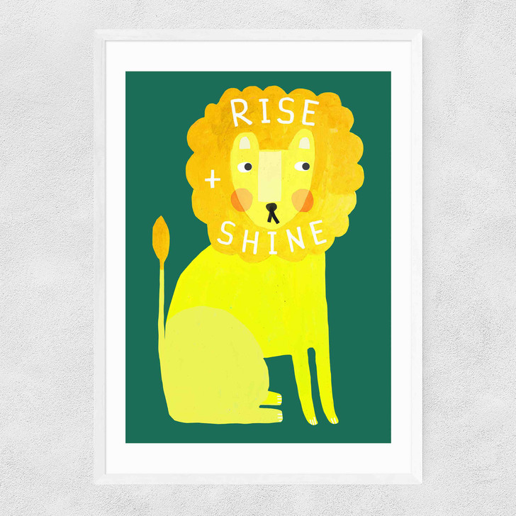 Rise and Shine Lion Narrow White Frame