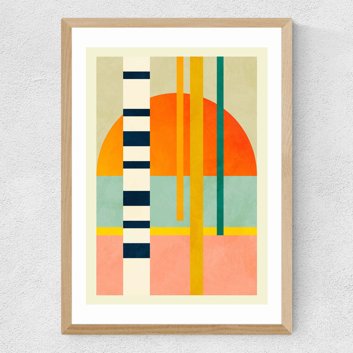 Birches in Sun Medium Oak Frame Birches in Sun Medium Oak Frame