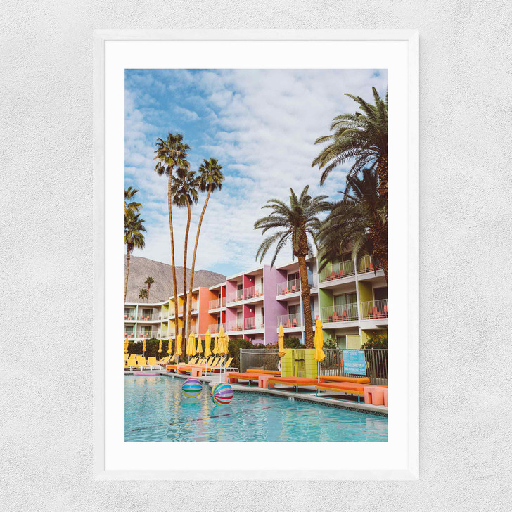 Palm Springs Pool Day II Narrow White Frame Palm Springs Pool Day II Narrow White Frame