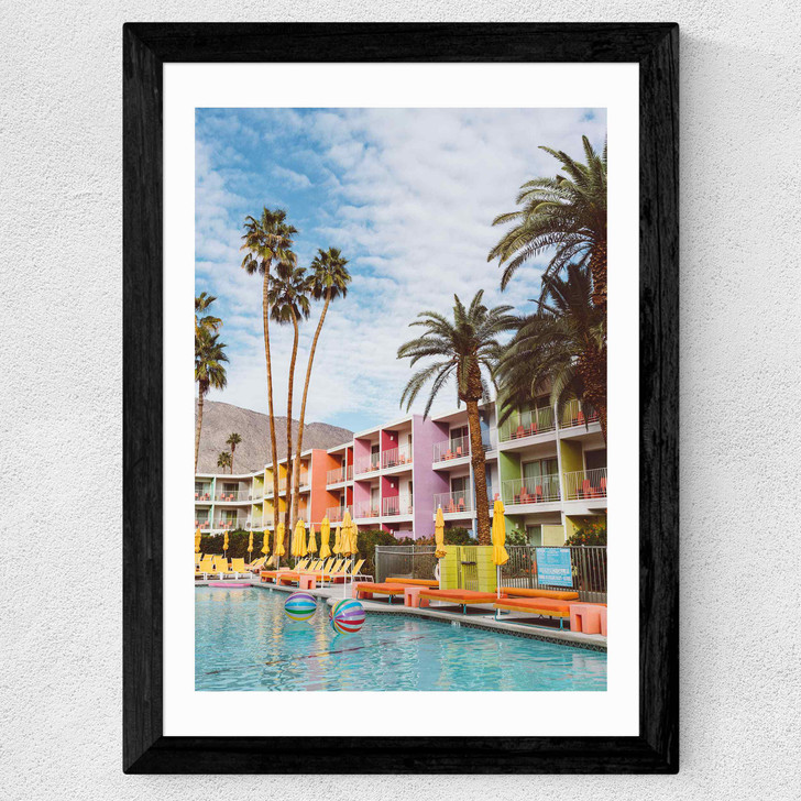 Palm Springs Pool Day II Wide Black Frame