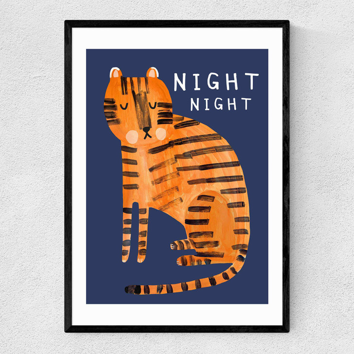 Night Night Tiger Narrow Black Frame Night Night Tiger Narrow Black Frame