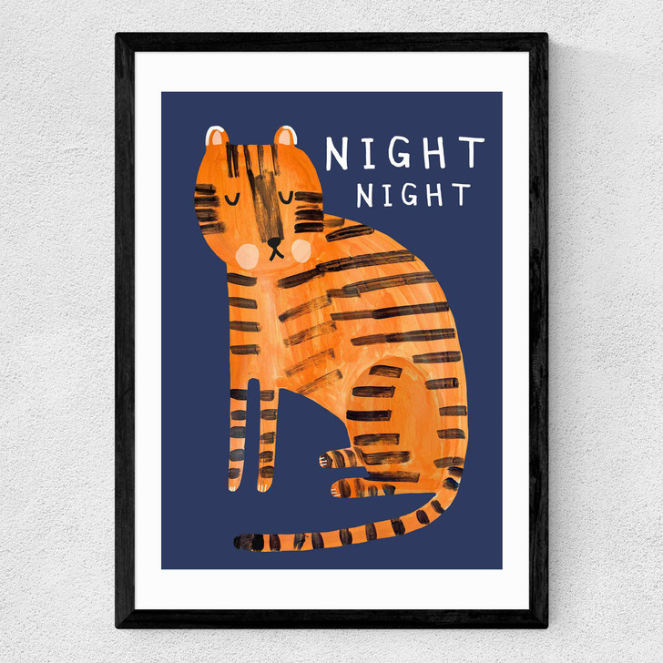 Night Night Tiger Medium Black Frame Night Night Tiger Medium Black Frame