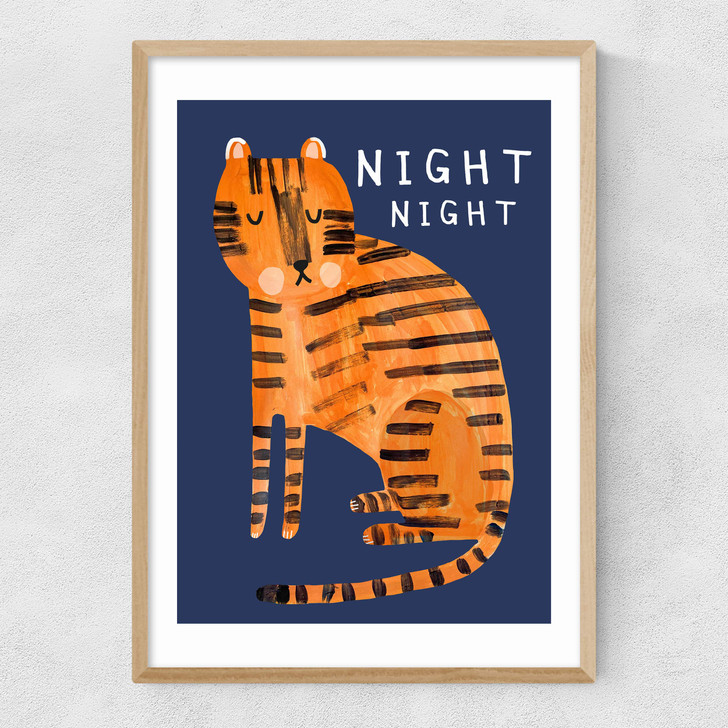 Night Night Tiger Narrow Oak Frame Night Night Tiger Narrow Oak Frame