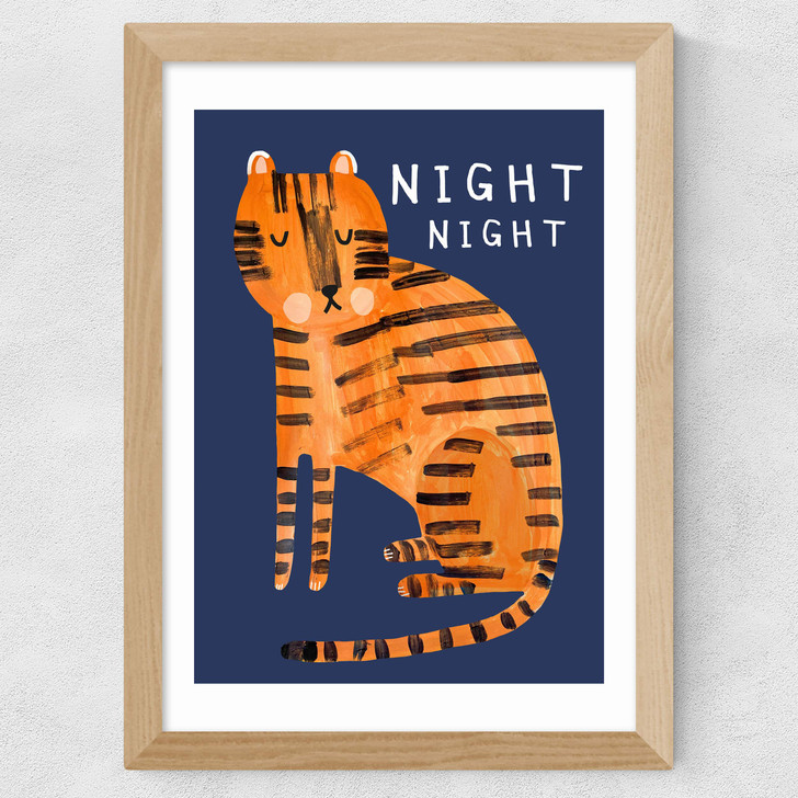Night Night Tiger Wide Oak Frame Night Night Tiger Wide Oak Frame