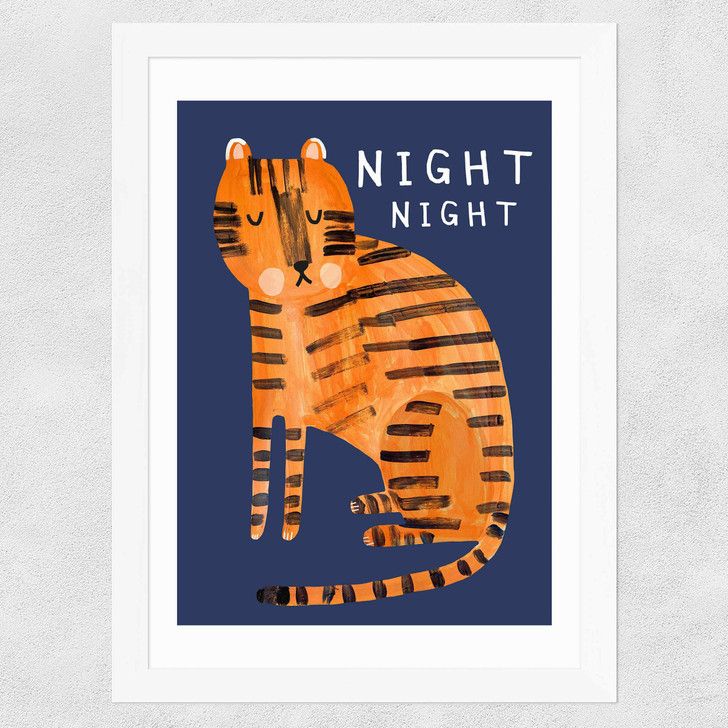 Night Night Tiger Wide White Frame Night Night Tiger Wide White Frame
