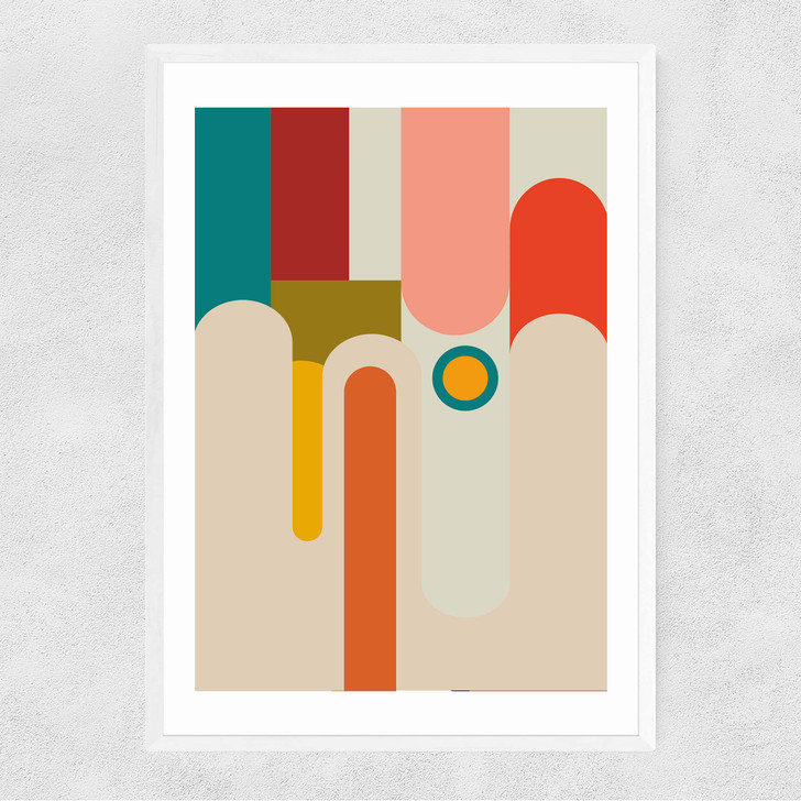 Mid Century Art Deco Narrow White Frame