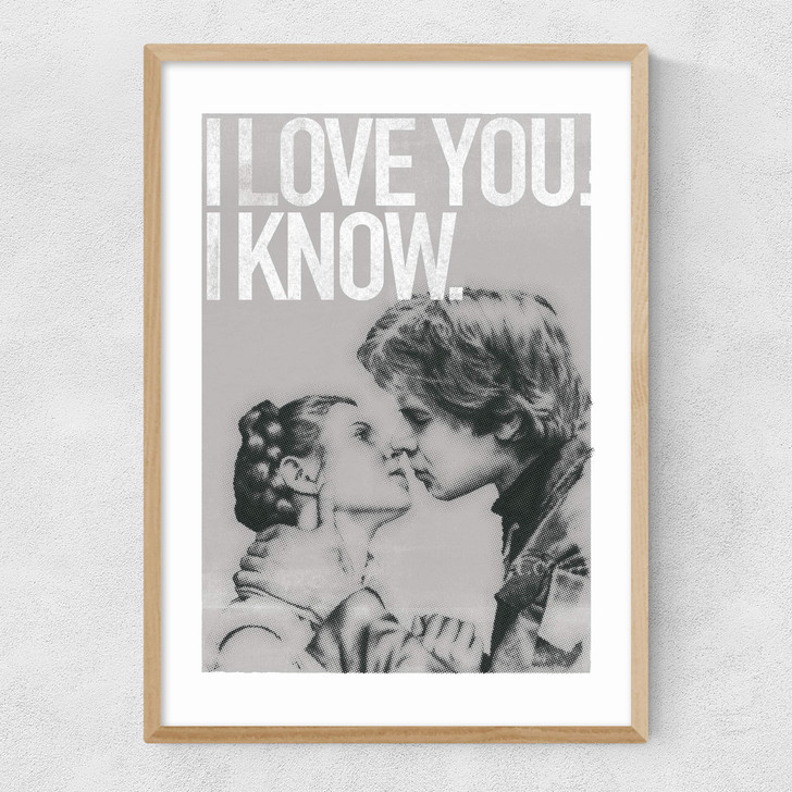 Han and Leia Kiss Oak and White Narrow Oak Frame Han and Leia Kiss Oak and White Narrow Oak Frame
