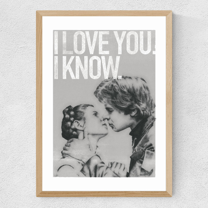 Han and Leia Kiss Oak and White Medium Oak Frame
