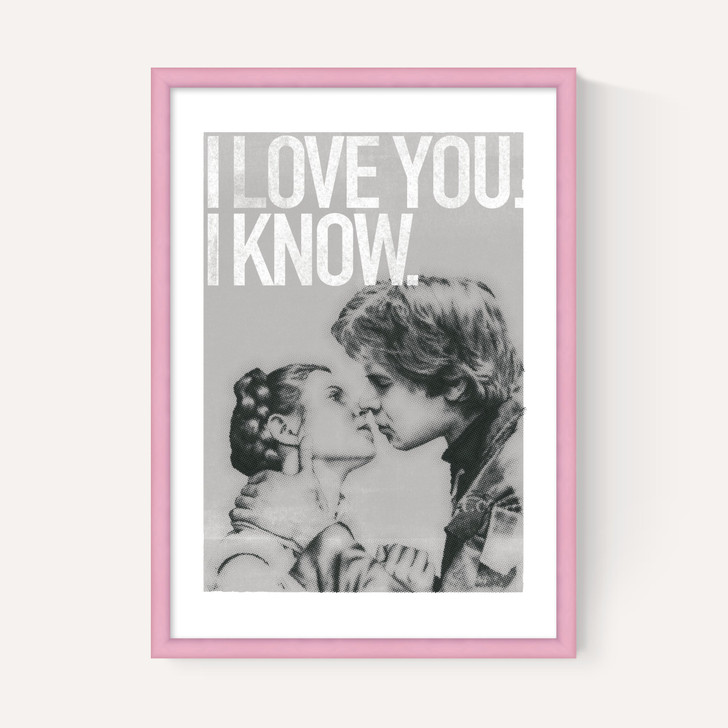 Han and Leia Kiss Black and White