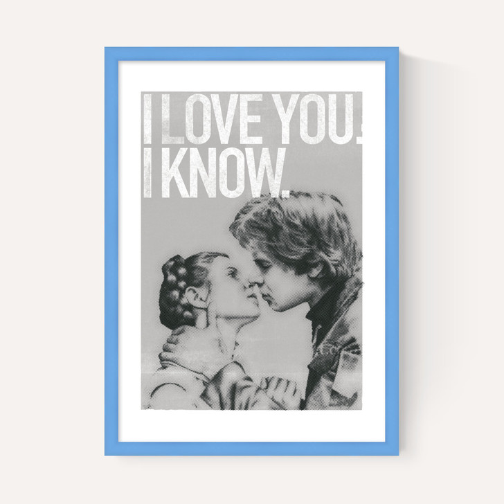 Han and Leia Kiss Black and White
