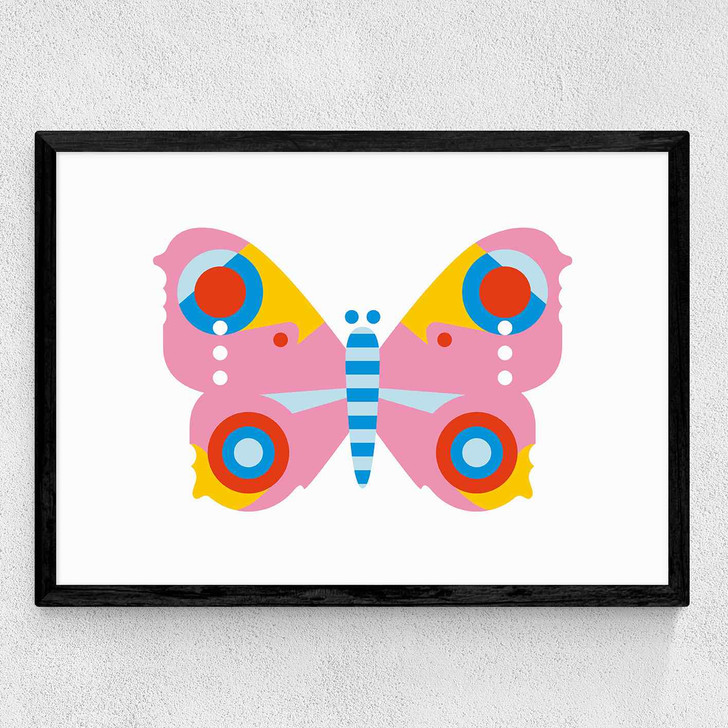 Pink Butterfly LS Medium Black Frame