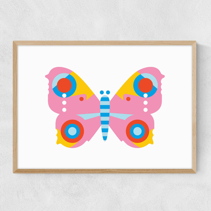 Pink Butterfly LS Narrow Oak Frame