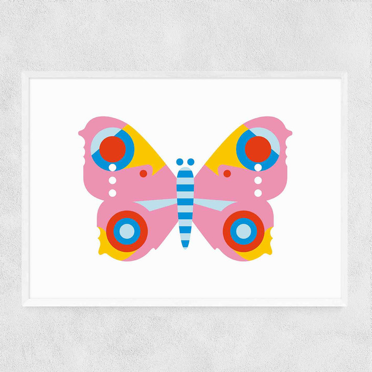 Pink Butterfly LS Narrow White Frame