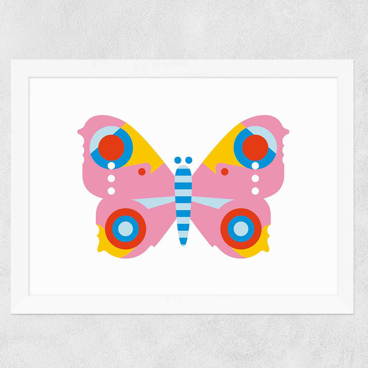 Pink Butterfly LS Wide White Frame