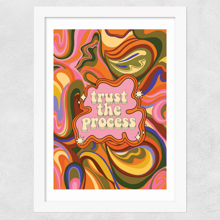 Trust The Process by Illustrated by Charlie Wide White Frame Trust The Process by Illustrated by Charlie Wide White Frame