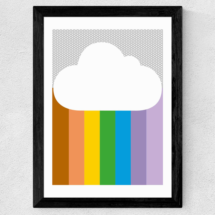 Rainbow Cloud by Dicky Bird Wide Black Frame