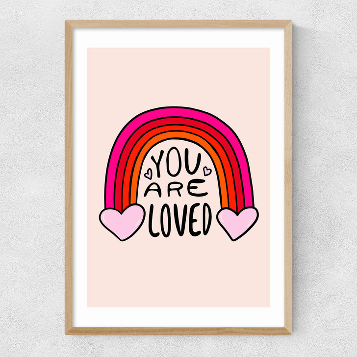 You Are Loved by Doodle by Meg Narrow Oak Frame You Are Loved by Doodle by Meg Narrow Oak Frame