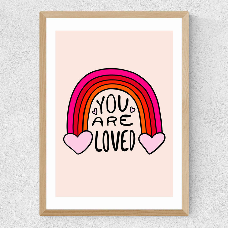 You Are Loved by Doodle by Meg Medium Oak Frame You Are Loved by Doodle by Meg Medium Oak Frame