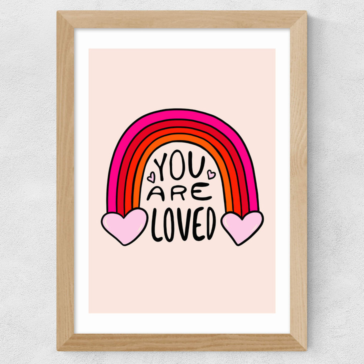 You Are Loved by Doodle by Meg Wide Oak Frame