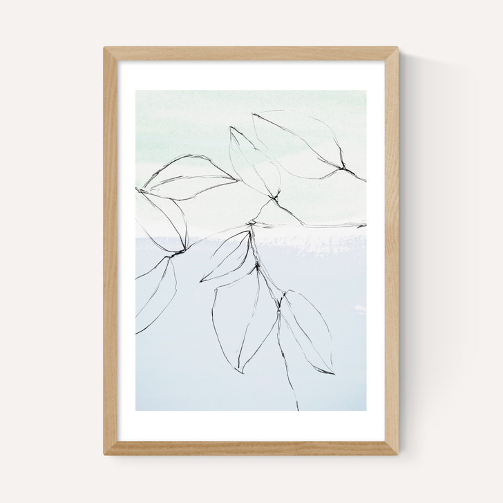Leaves On Pastel Blue & Mint