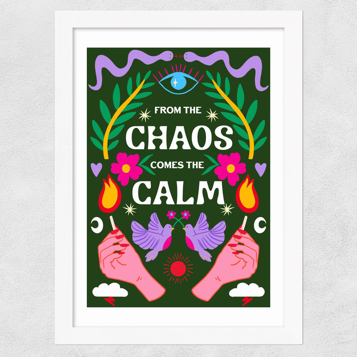 Chaos Calm (Green) Wide White Frame Chaos Calm (Green) Wide White Frame