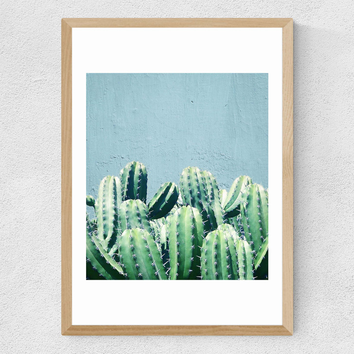 Cactus and Teal Medium Oak Frame