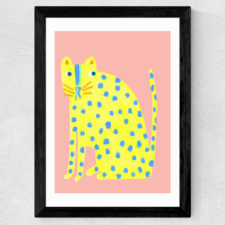 Big Spotty Cat Wide Black Frame