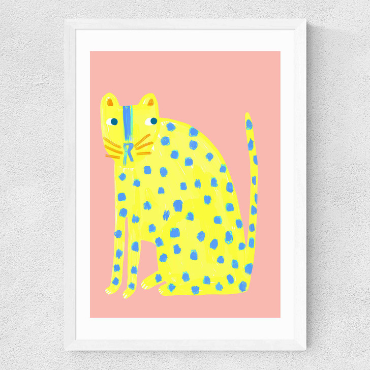 Big Spotty Cat Medium White Frame