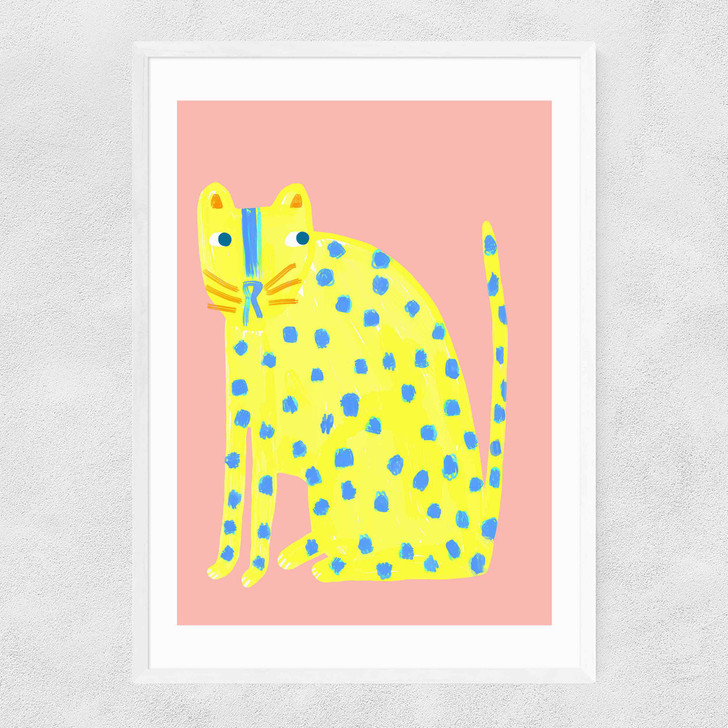 Big Spotty Cat Narrow White Frame
