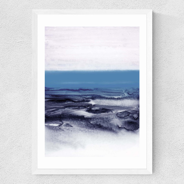 Watercolor Landscape Blue Medium White Frame Watercolor Landscape Blue Medium White Frame