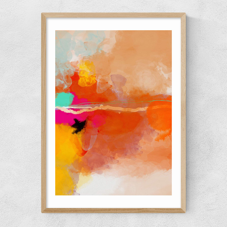Yellow Blush (III) Narrow Oak Frame