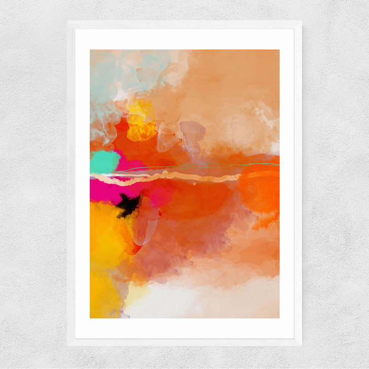 Yellow Blush (III) Narrow White Frame