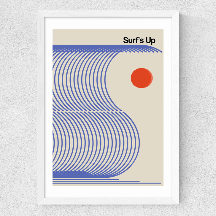 Surfs Up (Blue) Medium White Frame