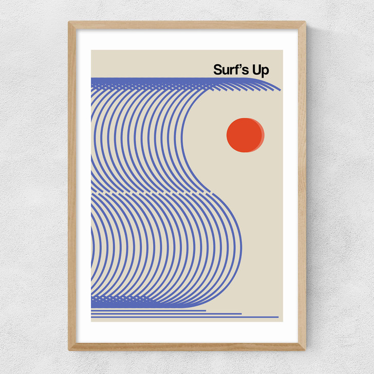 Surfs Up (Blue) Narrow Oak Frame