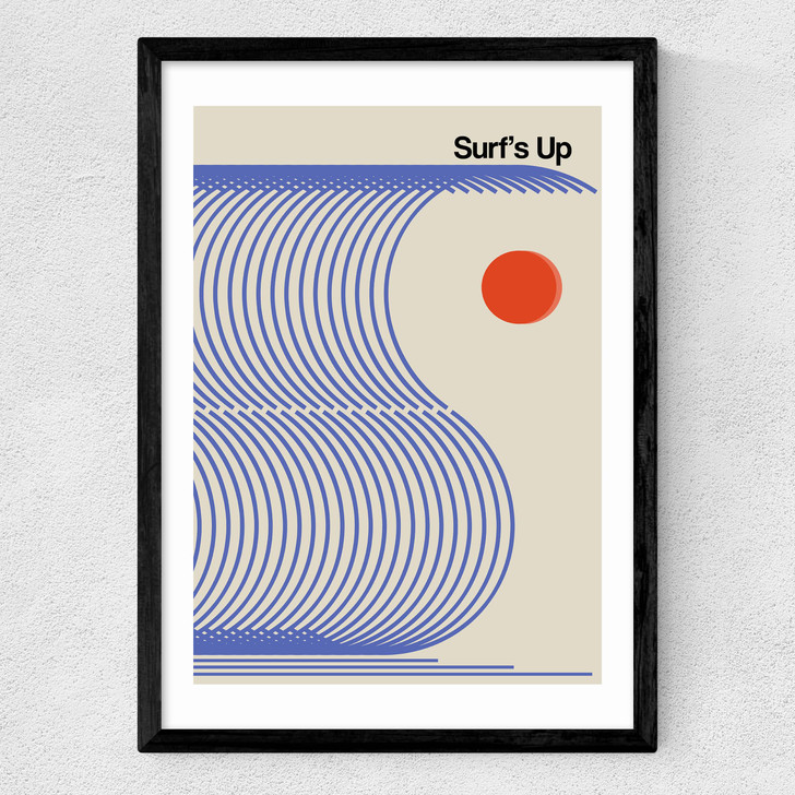Surfs Up (Blue) Medium Black Frame