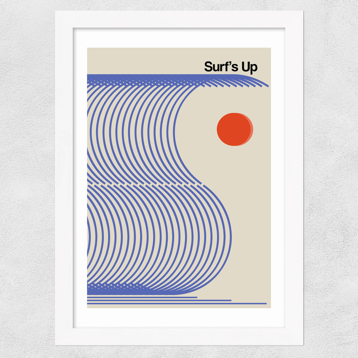 Surfs Up (Blue) Wide White Frame