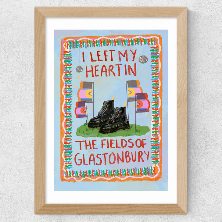 I Left My Heart In The Fields Of Glasto Wide Oak Frame I Left My Heart In The Fields Of Glasto Wide Oak Frame