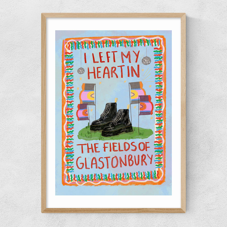I Left My Heart In The Fields Of Glasto Narrow Oak Frame