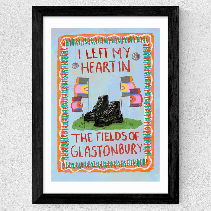 I Left My Heart In The Fields Of Glasto Wide Black Frame