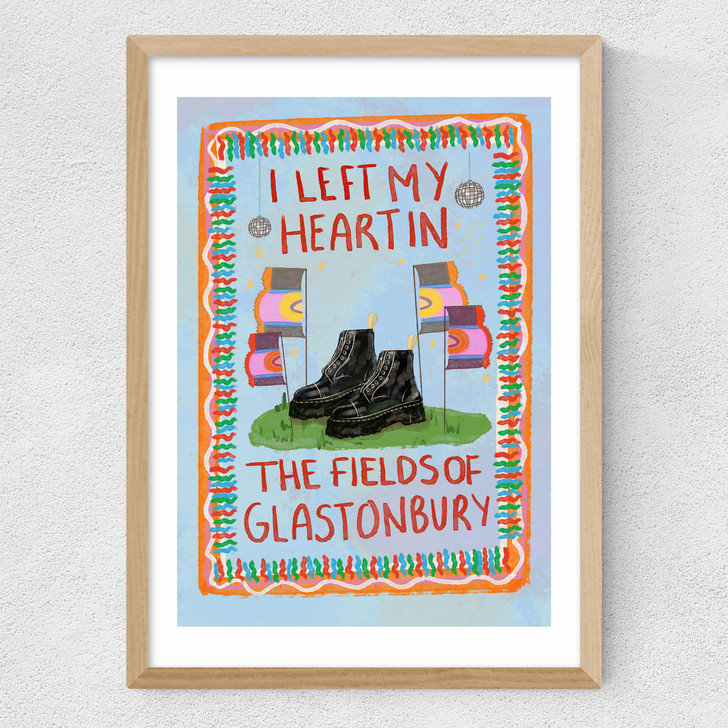 I Left My Heart In The Fields Of Glasto Medium Oak Frame