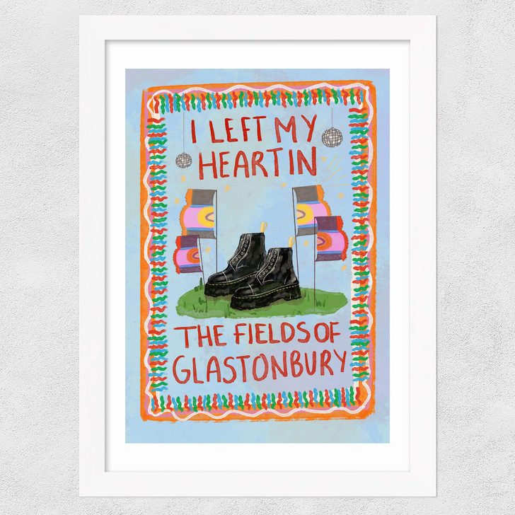 I Left My Heart In The Fields Of Glasto Wide White Frame