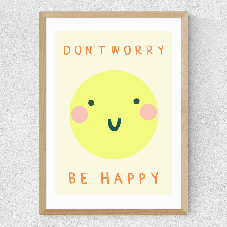 Be Happy by Darcie Olley Medium Oak Frame Be Happy by Darcie Olley Medium Oak Frame