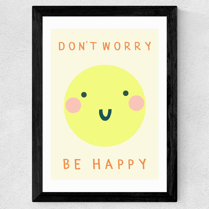 Be Happy by Darcie Olley Wide Black Frame